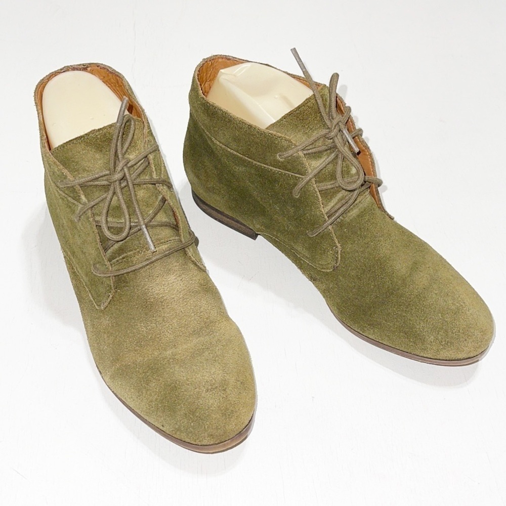 Franco Sarto Woman Green Suede Lace Ankle Boots Size 6.5